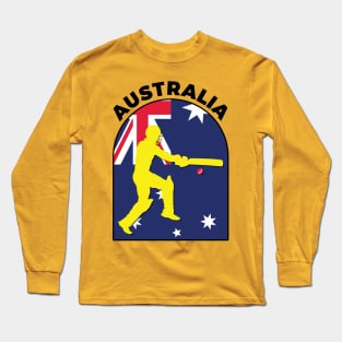 Australia Cricket Batsman Australia Flag Long Sleeve T-Shirt